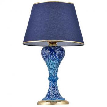 Abat-jour bleu doré céramique légère saphir Gordion