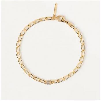 Pulsera con Letra E de Plata de Ley y Baño de Oro 18K
