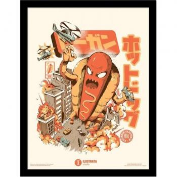 Gerahmtes Hotdog-Poster 40cm x weiß/orange