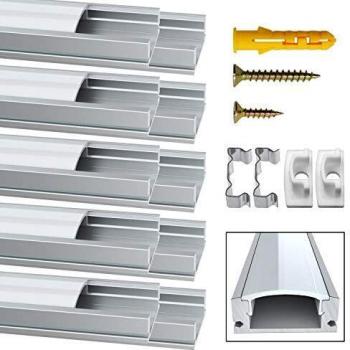Jirvyuk 1m LED Aluminum Profile for Strip Lights, 10 Pack
