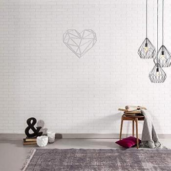 Homemania Décoration Murale en Métal Argent en Forme de Cœur 47 x 0,15 x 40 cm