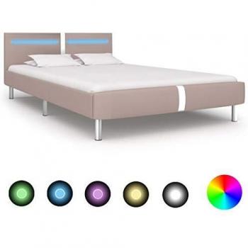 Cappuccino LED Bed 120x200 cm Faux Leather