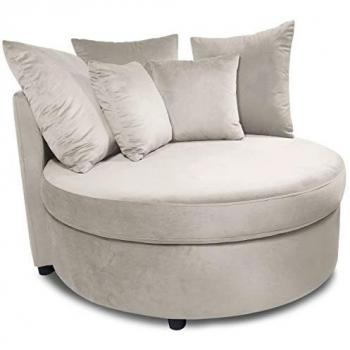 Menzzo Fauteuil XXL en Velours Taupe
