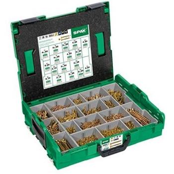 SPAX 5000009164019 L-BOXX Grande mallette de montage avec tête fraisée Z et tête fraisée 17 dimensions, 2930 pièces, 5 paires de embouts