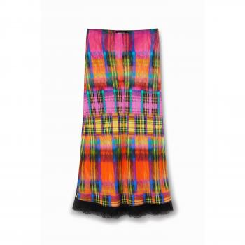 Gonna a vita alta midi tartan