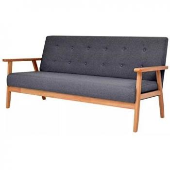 Elegantes 3-Sitzer-Sofa aus hellgrauem Stoff