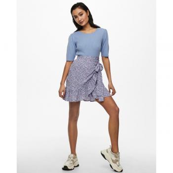 Jupe portefeuille mini aux volants violet Lilas