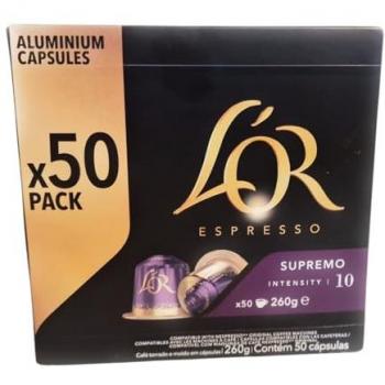 L'OR Espresso Café Supremo – Intensité 10, boîte de 50 capsules