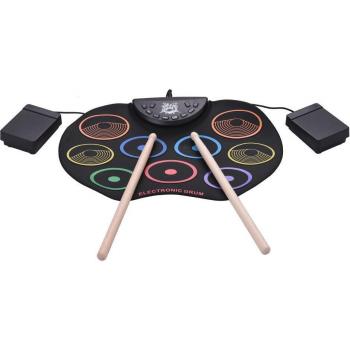 Batería digital enrollable con pedal de pie y 7/9 almohadillas