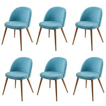 6x Chaise De Salle À Manger Hwc-D53, Fauteuil, Style Rétro Années 50, En Velours Bleu Turquoise