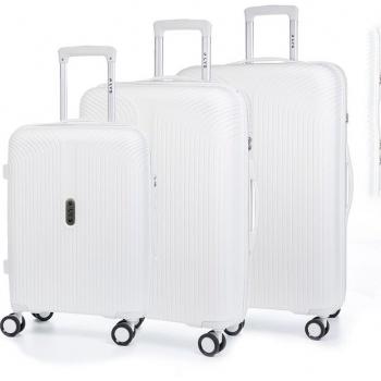 Set de 3 maletas trolley de polipropileno resistente a la rotura con cerradura TSA y 4 ruedas dobles giratorias