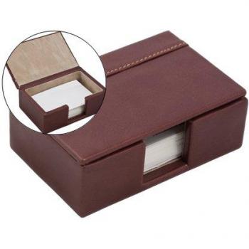 Soporte de tarjetas de presentación de madera forrado en polipiel 11,2x7x4 cm