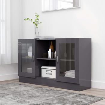 Vetrina in Legno Grigio Lucido 120x30,5x70 cm
