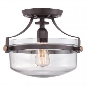 Penn Station 1 Light Semi Flush Ceiling Light Western Bronze