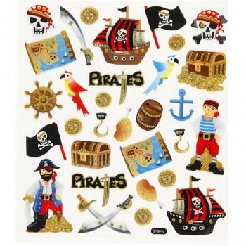 Autocollants Fantaisie Scintillants Pirates 15x16,5 cm