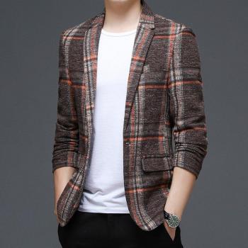 Herren Blazer Slim Fit Karierte Anzugjacke J686