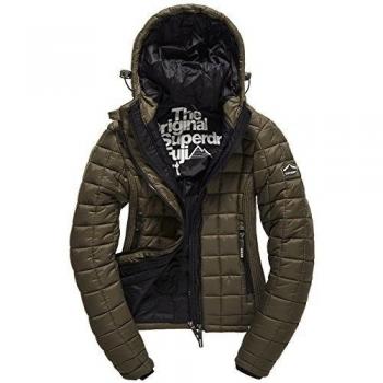 SUPERDRY Chaqueta Fuji Box Quilt, Abrigo Impermeable Para Mujer, Verde
