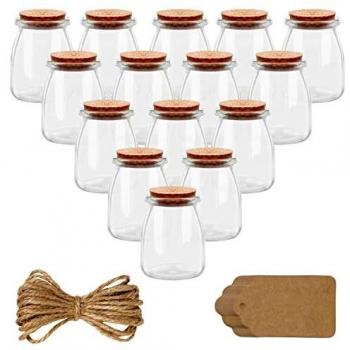 Set di Barattoli Vetro con Tappo Sughero per Marmellate e Conserve