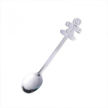 Stainless Steel Christmas Dessert Spoon Gingerbread Man Snowman 12.8cm