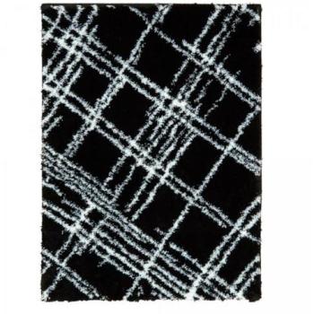 Tapis Shaggy Rectangle 200x290 Noir et Blanc