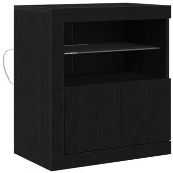 Engineered Wood LED Sideboard (Black Oak) – 60.5x37x67 cm