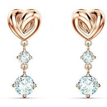 Pendientes Swarovski Heart Lifelong, Corazón Blanco, Baño Oro Rosa