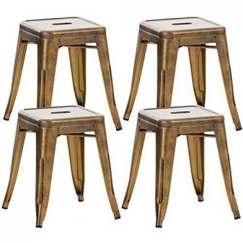 Tabouret Carré Multi‑Usage Armin Or – Set de 4