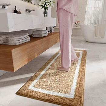 Color&Geometry Shower Water Absorbent Bath Rug (Brown)