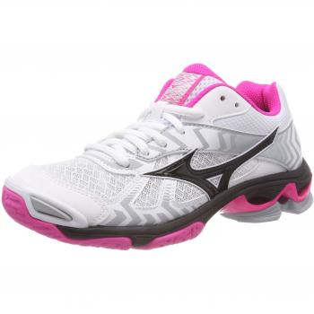 Mizuno Wave Bolt 7, Baskets Basses Femme, Multicolore (Blanc/Noir/Rose 001), 42 EU