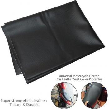 Cubierta Universal de Asiento de Moto 90x70 cm, Cuero Negro, Resistente al Desgaste
