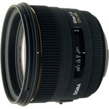 Sigma 50mm F/1.4 EX DG HSM Autofocus Lens For Nikon {77} with caps and hood