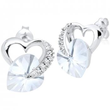 Damenohrringe Elli: Herz Liebe, 925 Silber, funkelnde Kristalle