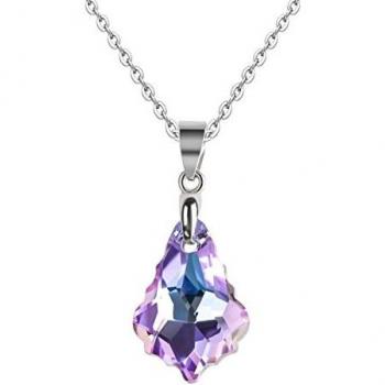 Premium Purple Crystal Tear Pendant – 19” Silver