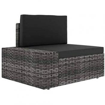 Modulares Rattan Ecksofa mit Armlehne rechts Grau