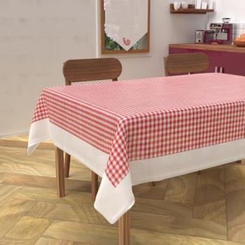 Nappe Rectangulaire Vichy 140x200 cm en Coton Anti-Tâches