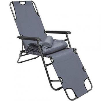 Chaise de Jardin Pliante avec Dossier Inclinable et Repose-Jambes