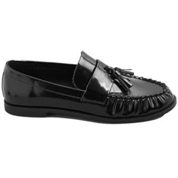 Long Tall Sally Box Tassel Loafers en PU Noir – UK 7