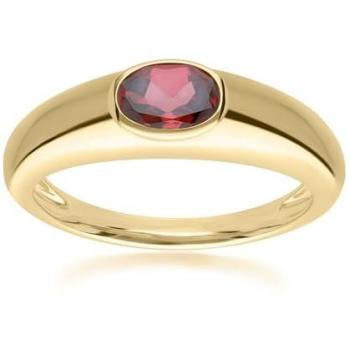 Timeless Garnet Oval Ring – 18 ct Gold‑Plated Silver
