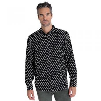 Camisa Manga Larga Viscosa Bendorff con Miniprint Negro XXL