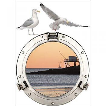 Sticker 3D Hublot de Pêche 68x48cm