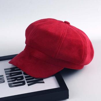 Pure Color Suede Baker Boy Hat