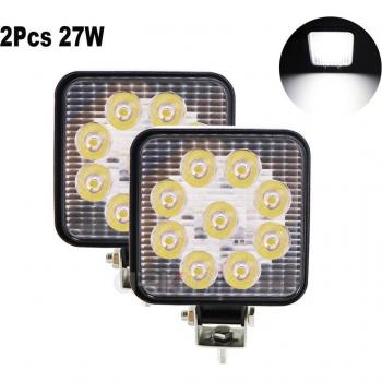 Barra cuadrada LED 27W 12V/24V – Luz de obra para vehículos todo terreno