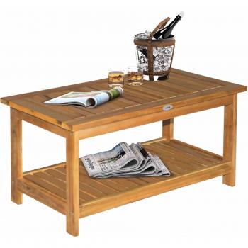 Two-Tier Acacia Wood Table for Garden and Patio
