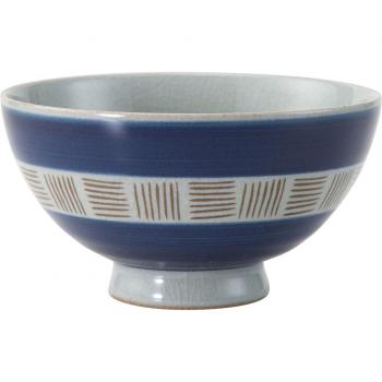 Japanese Arita Blue Stripe Rice Bowl