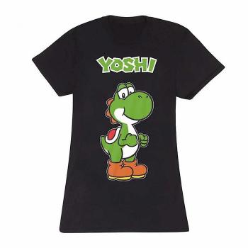 Unisex Adult Yoshi Super Mario Fitted T-Shirt (S, Black)