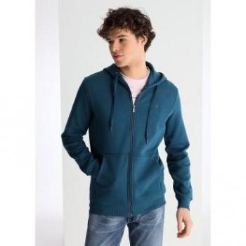 Capucha Crema Logotipo Lois Jeans en Algodón Azul