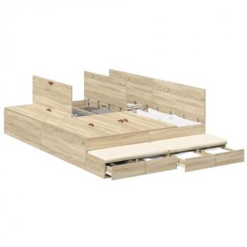 VidaXL Schlafbett Sonoma Eiche 150 cm – Stauraumbett