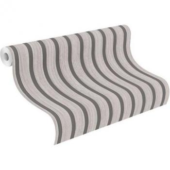 Rayures Ondulées Papier Peint 278415 – Rasch Selection Gris, 53 x 1005 cm