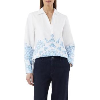 Künstlerische Platzierungstunika, Relaxed Fit, V-Nähte – Blau