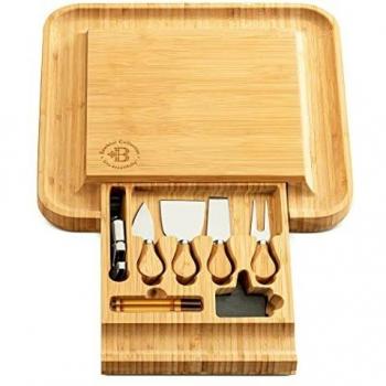Wooden Cheese Board and Cutlery Set by Bambusi